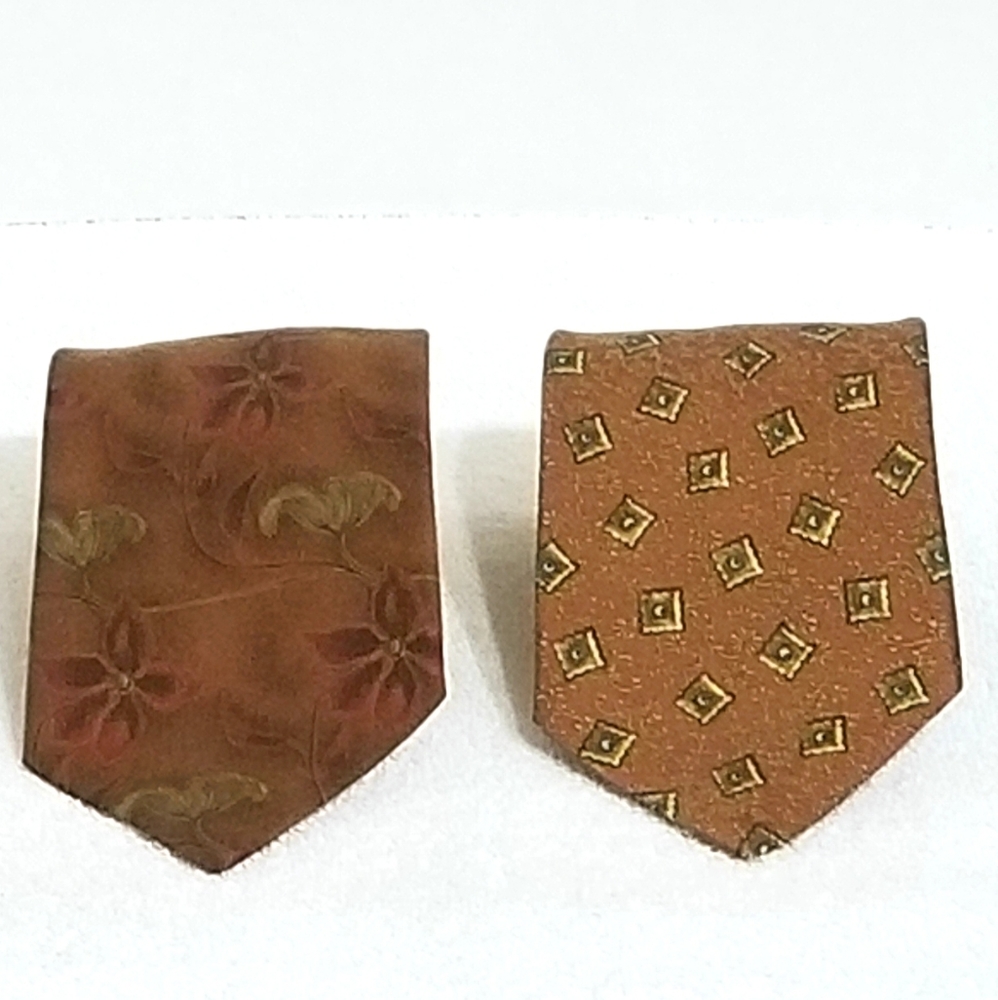 Ermenegildo Zegna Bundle of 2 Brown Silk Ties - Picture 3 of 8